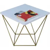 FutuStal Stalen koffietafel, vierkant, loftstijl, glamour, goudkleurig + wit, glanzend