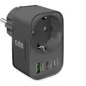 SBS Prise gigogne Schuko PD 30W avec ports USB C + USB A