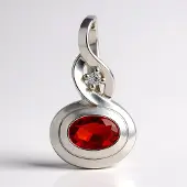 Cavill - 925 Sterling Zilver Hanger - AAA Mexicaanse Vuur Opal Ovaal 0,247 ct - Tanzanian Zirkoon 0,019 ct - Gerhodineerd, Tijdloos Elegant Sieraad