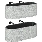 4Goodz 2-delige set balkonplantenbak met afvoersysteem 42x16x15 cm -