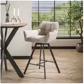 Meubelplaats Barstoel raster draaibaar - Hoven zand - barstoelen set van 2