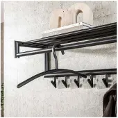 Meubelplaats Garderobehanger ronde buis. VPE6 - Gun metal - set van 6