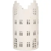 Clayre & Eef Waxinelichthouder Huis Ø 13x23 cm Wit Metaal