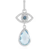 Cavill - Elegante 925 Sterling Zilver Hanger - Hemelsblauwe Topaas 3,428ct en London Blauwe Topaas 0,103ct - Sprankelende Zirkonia - Dames Sieraad