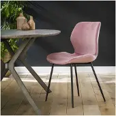 Meubelplaats Eetkamerstoel Justin Velvet - Roze | - eetkamerstoelen set van 4