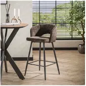 Meubelplaats Barstoel boucle salon. VPE2 - Tissee cargo bruin - barstoelen set van 2