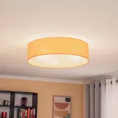 Euluna Plafondlamp Roller, dimbaar, geel / oranje, Woon-/ Eetkamer, Textiel / Stof / Zijde, Modern, plafondlamp