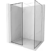 Mexen Kioto douchewand Walk-in 140 x 110 , zwart frame, wit - 800-140-202-20-70-110