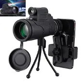 MaxPower 40x60 monoculaire HD-optiek BAK4 laag nachtzicht led-zaklamptelescoop met statieftelefoonhouder