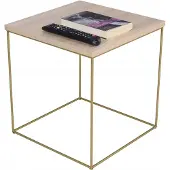 FutuStal Koffietafel, vierkant, van metaal, 40x40x43 cm, Loft Glamour, goudkleurig + Sonoma eikenhout
