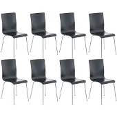 CLP Pepe Set van 8 Wachtkamerstoelen - Houten zitting zwart