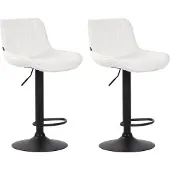 CLP Set van 2 barkrukken Lentini, bekleed met kunstleer, draaibaar en met hoogteverstelling | Kleur: wit, frame: zwart