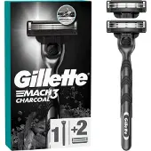 Gillette Mach3 Charcoal Razor + 2 Replacement Blades