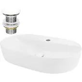 LuxeBath Wastafel incl. afvoerset zonder overloop 60x40x12 cm Wit keramiek ML-Design