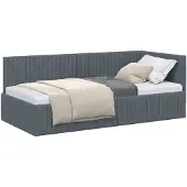 vidaXL Hoek Bed Frame Donkergrijs 90 cm x 200 cm Fluweel