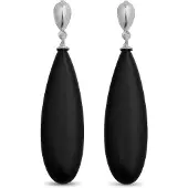 Luxenter oorbellen, 925 sterling zilver, adak en onyx, gerhodineerd afgewerkt