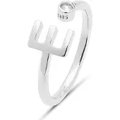 Luxenter 925 Sterling zilveren ring met gerhodineerde briljant zirkonia - Alfabet