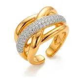 Luxenter Ring met glanzende zirkonia, afgewerkt in 18 karaats geelgoud - Gola