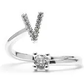 Luxenter Ring 'Alphabet V' zilver