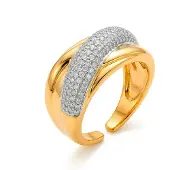Luxenter Ring met schitterende zirkonia, afgewerkt in 18 karaats geelgoud - Samoi