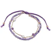 Luxenter armband, metaallegering en amethist zirkonia 18K vergulde afwerking