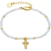 Luxenter Armband van wit parelmoer met 18-karaats geelgouden afwerking - Nyali
