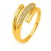 Luxenter Ring met schitterende zirkonia, afgewerkt in 18 karaats geelgoud - Jedrac