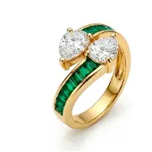 Luxenter Ring met smaragdgroene zirkonia afgewerkt in 18 karaats geelgoud - Darbia