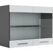 Vicco R-Line Glazen keukenkast – 80 cm Wit Hoogglans
