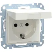 Schneider Electric Merten SCHUKO-stopcontact met klepdeksel, bescherming tegen aanraking, schroefklemmen, glanzend polarwit, 1 stuk.