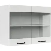 Vicco R-Line Glazen keukenkast – 80 cm Wit Landhuis