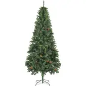 vidaXL Kunstkerstboom met dennenappels 210 cm groen