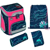 Scooli EasyFit schooltassenset Glow Edition - Stippel Dolfijn