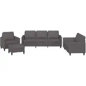 vidaXL 4-delige Loungeset met kussens kunstleer bruin