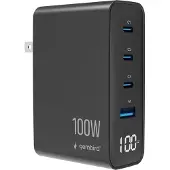 Gembird 4-poorts 100 W GaN USB-snellader, LCD, zwart