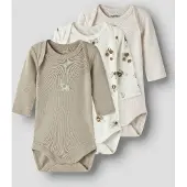 Name it Rompertje/body beige / beige gemêleerd / wit