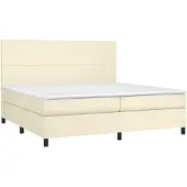 vidaXL Boxspring met matras kunstleer crèmekleurig 200x200 cm