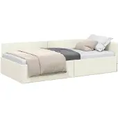 vidaXL Hoek Bed Frame met hoofdeinde Crème 100 cm x 200 cm Fluweel