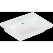 Villeroy & Boch Wastafel subway 3.0 met ceramicplus 1 kraangat met overloop 55x44x16.5 cm stone white