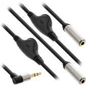 InLine 3,5mm Jack splitter met volumeregelaar | haaks | 0,25 meter