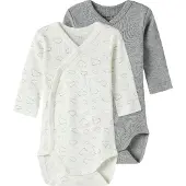 Name it Wickelbody l/ä - Noos - 2er-Pack - Jet Stream/Grey Me - - 50 - Body L/Ä