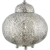 Searchlight Marokaanse stijl tafellamp Fretwork RVS