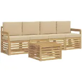 vidaXL Buiten bank set 5 st Wit en Beige Polyester