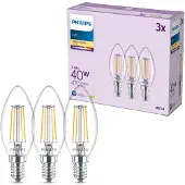 Philips LED lamp E14 | Kaars B35 | Helder | 2700K | 3.4W (40W) | 3 stuks