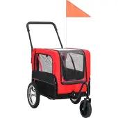 vidaXL Huisdierenfietskar en joggingbuggy 2-in-1 rood en zwart