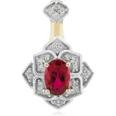 Cavill - AAA Braziliaanse Rubelliet (0,383 ct) Hanger - 9K 375 Geelgoud - Ovaal Slijpsel - Luxe Gouden Hanger met Zirkonia - Elegant Sieraad