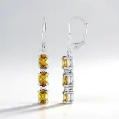 Cavill - Zilveren Oorbellen Platina Geplateerd - Ovale Scapoliet Brazilië 2,4 ct - Pavé Zirkonia Tanzania 0,07 ct - Elegante Clip-On Oorbellen