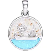 MOOYE ® - Collectie Zilveren ketting hanger Vissersboot in zee met echt zand