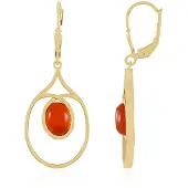 Cavill - Zilveren Oorbellen verguld 925 Sterling - 2,52 ct Ovale Carneool Cabochons uit India - Bezel gezet - Elegante dames sieraden