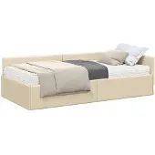 vidaXL Hoekbedframe met Matras Anders met hoofdeinde 2 st Crème Stof